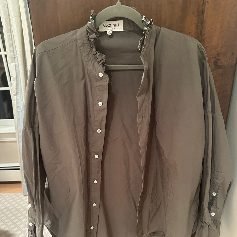 Alex Mill ruffled cotton poplin shirt